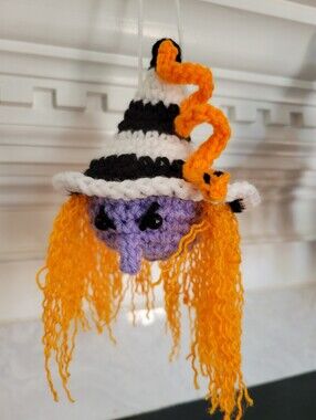 Halloween Witch Dangler Black White With Snake Spooky Decoration Ornament Goth